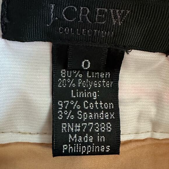 J CREW Define Striped Linen Straight Skirt Size 0 Career Summer Tan Orange - Picture 9 of 12